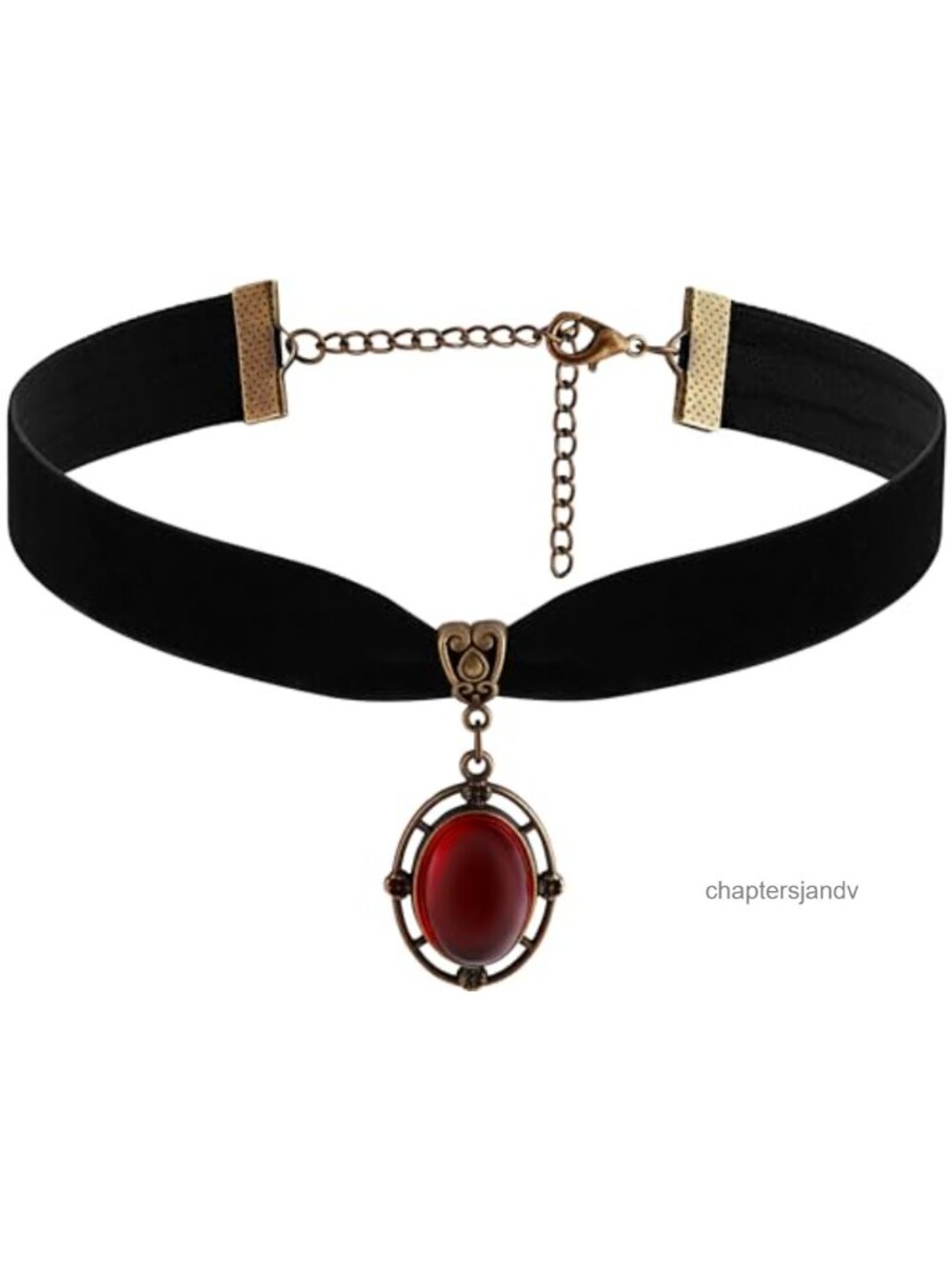 Victorian Velvet Choker Necklace Gothic Vintage Glass Teardrop Pendant